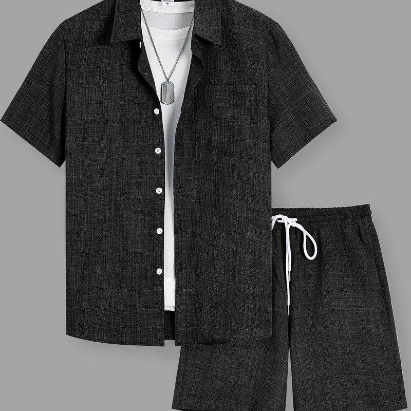 Summer Men's Cotton Linen Texture Lapel Short Sleeve | SAMAG