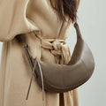 BURMINSA Genuine Leather Soft Cowhide Half Moon Hobo Bag Women Shoulder Crossbody Purses Casual Daily Crescent Underarm Handbags