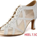 Black Latin Dance Shoes for Women Breathable Mesh Suede Sole Wedding Party Professional Ballroom Jazz Tango Training Dancing