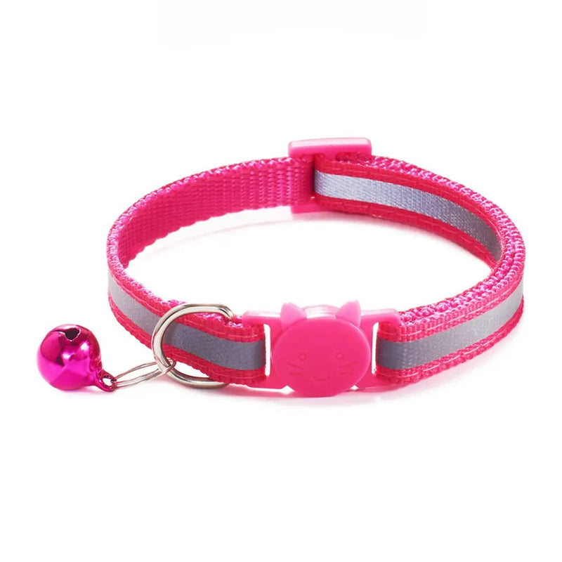 Cute Fashion Adjustable Size Cat Head Pattern Reflective with Bells Cat Collar Pet Accessories Kitten Decor Cat Neck Strap