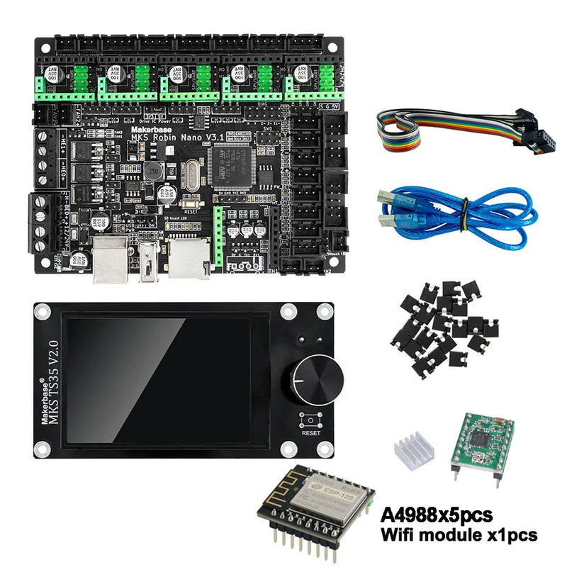 Makerbase MKS Robin Nano V3.1 Control Board 3D Printer Motherboard TS35 TFT Touch Screen/WIFI Module Suitable for A4988 TMC2209