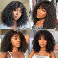Jerry Curly Short Pixie Bob Cut Human Hair Wigs With Bangs Remy Curly Bob Wigs For Black Women Full Machine Made Wig #1B 1B/99J
