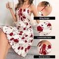 Sexy Women's Floral Print Ribbed Slip Dress Spaghetti | SAMAG