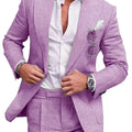 Men‘s Linen Pant Suit Set Plus - size Black Blue Single Button 2 - Piece Summer Business Formal Casual - View 13 | SAMAG
