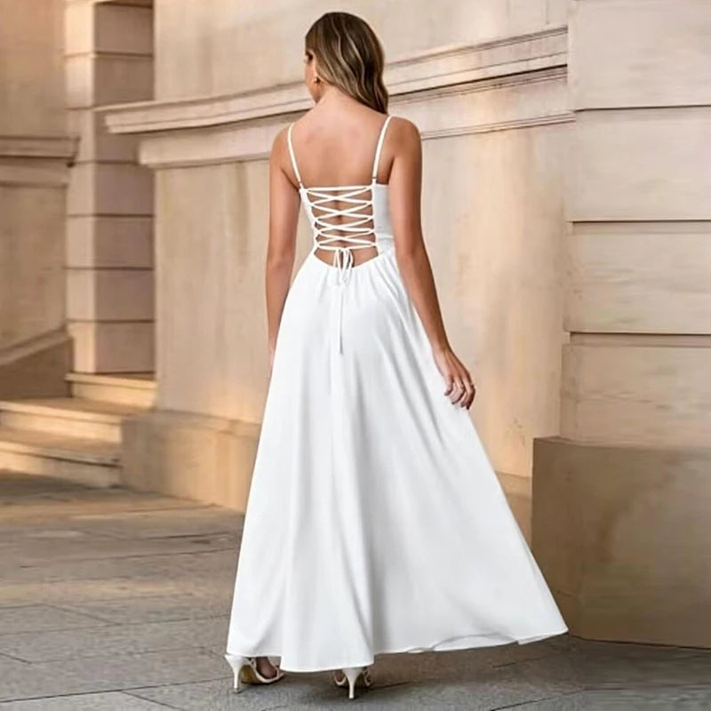 New Elegant Dress Spaghetti Strap Backless Corset Long | SAMAG