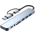8 in 2 USB-C HUB USB Splitter USB Extender with 4 USB Port 1 USBC Port TF/SD Card Reader Audio Output Compatible with MacBook