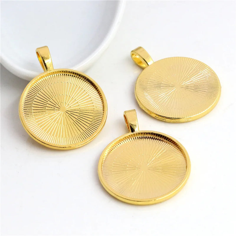 New Fashion 10pcs 25mm Inner Size Multi Colors Plated Classic Simple Style Cabochon Base Setting Charms Pendant