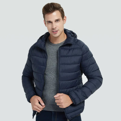 Men Hiking Down Cotton Jacket Hooded Lightweight Parkas | SAMAG