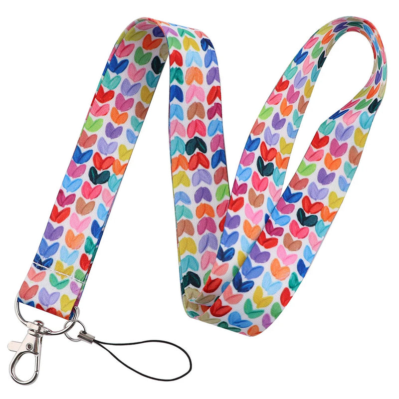 Heart Lanyard Simple Style Neck Strap for Key ID Card Cell Phone Straps Badge Holder DIY Hanging Rope Neckband Accessories
