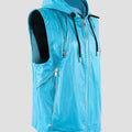 Nerazzurri Summer Autumn Short Black Blue Pu Leather Vest Men with Hood Zipper Luxury Designer Sleeveless Jacket Unisex Clothes