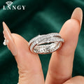 Lnngy Three Layer Moissanite Eternity Ring 14k Gold Filled 1.75mm Lab Created Diamond Wedding Band For Women Sparkling Jewelry