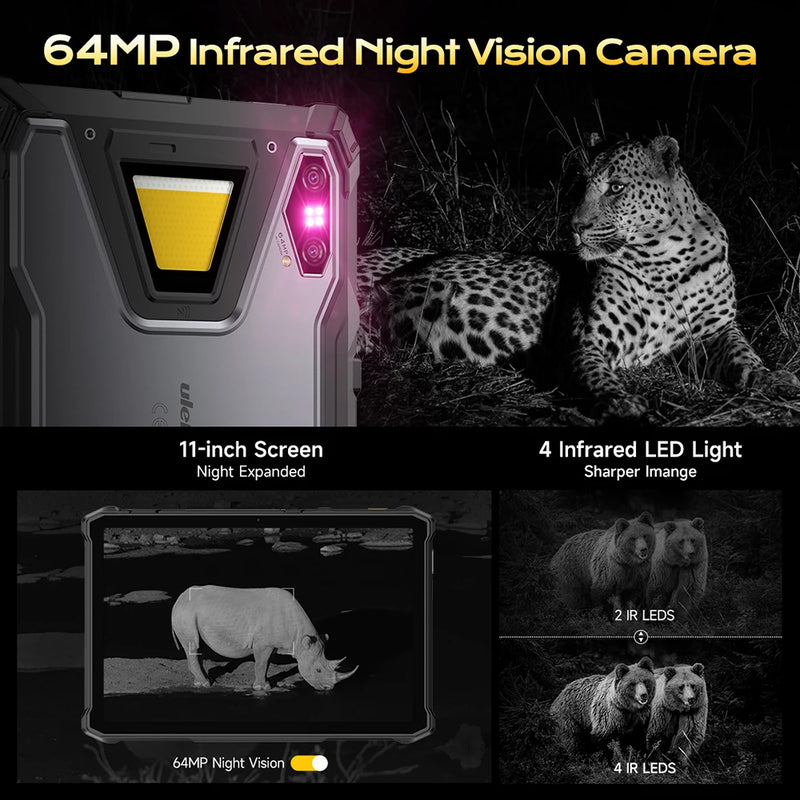 Ulefone Armor Pad 5 Pro 5G Rugged Tablet 24200mAh Android 15 Tablet 12GB+20GB RAM, 512GB ROM 64MP 120W GPS NFC