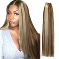 Real Beauty Platinum Blond Brazilian Straight Hair Weave Bundles 14"-28" Hight Ratio Remy Hair Extensions Brown #4 Blond P6/613#