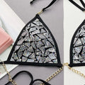Shiny Bling Halter Metal Chains Sequins Bikini Women | SAMAG
