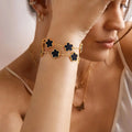 18K Gold Plated Floral Bracelets, Stainless Steel Charm Bracelet Non-Tarnish, Adjustable Lucky Chain Set Trendy Gift
