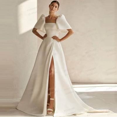 Luxury Wedding Dresses A Line Woman's Sexy Square Collar | SAMAG