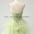 Customized Tiered Tulle A Line Homecoming Dress For Teens Sparkly Lace Applique Beaded Short Prom Dress Mini Cocktail Party Gown