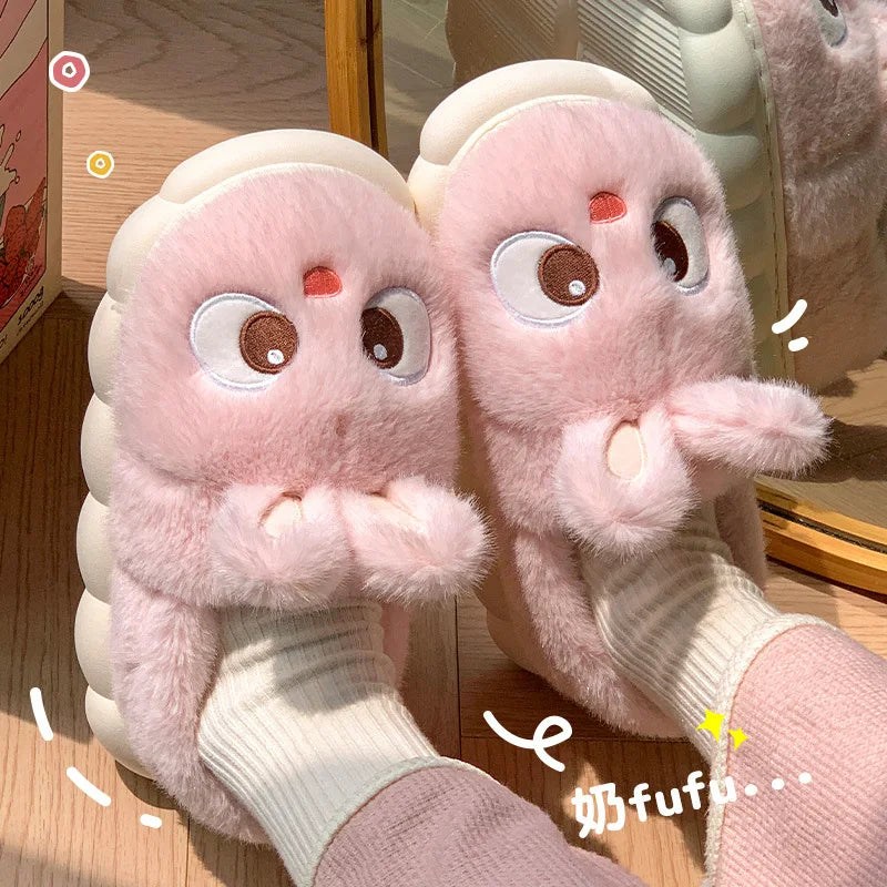 Women's Cotton Slippers Winter Indoor Home Warm and Velvet Household Parent-Child Wool Cotton Shoes Women Wear Outside Winter
