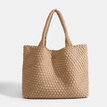 Woven Tote Bag For Women Soft Foldable Top-Handle Wristlet Bag Fashion Hobo Handbag Composite Bag with Coin Purse