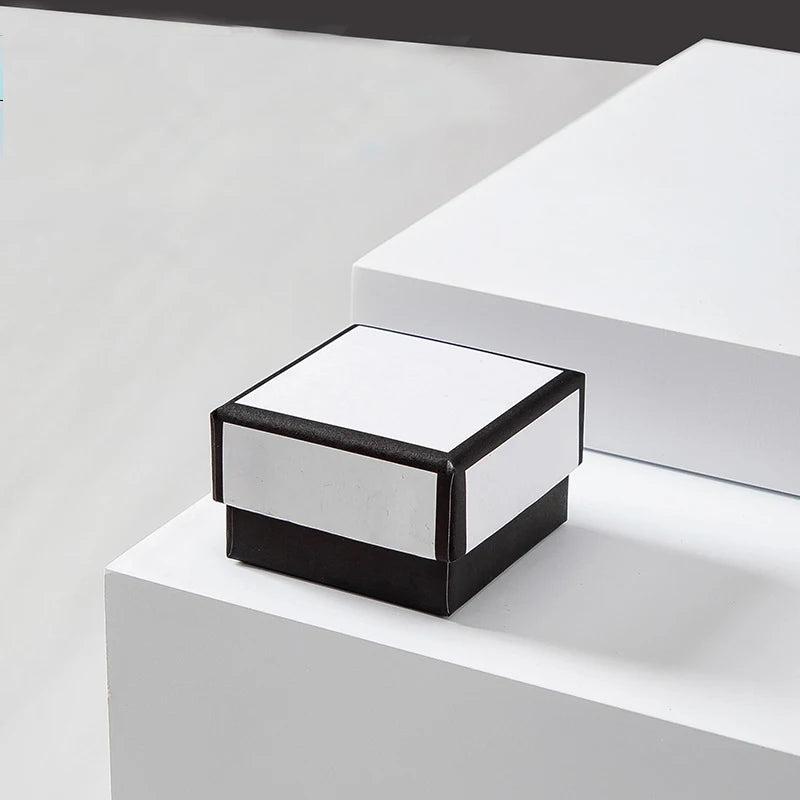 1pcs Kraft Gift Boxes Black White Paper Small Case Cardboard Rings Earrings Bracelet Necklace Jewelry - Visuel 7 | SAMAG