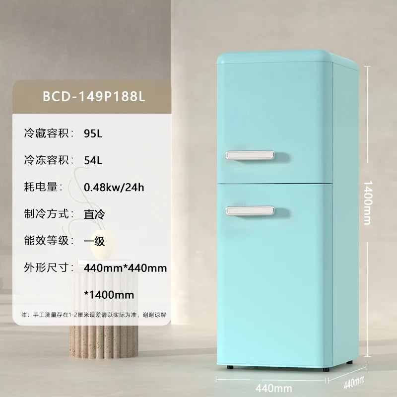 refrigerator retro single door double door small household kitchen refrigerated and frozen mini