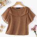 ZANZEA Summer Women Chiffon Blouse Elegant Ruffle Short - View 4 | SAMAG