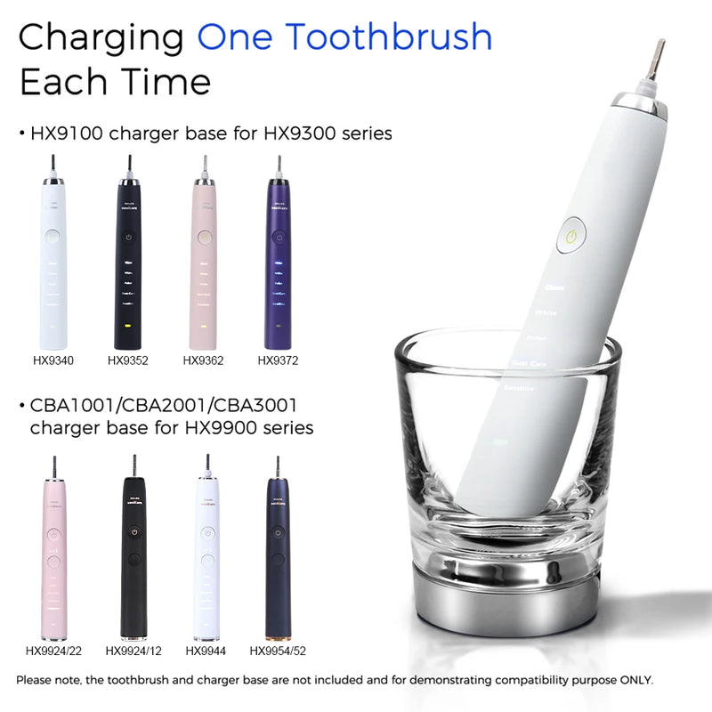Replacement Charging Glass Cup for Philips Sonicare Electric Toothbrush HX9382 HX9360 HX9340 Charger Cup Part for HX9100 CBA1001