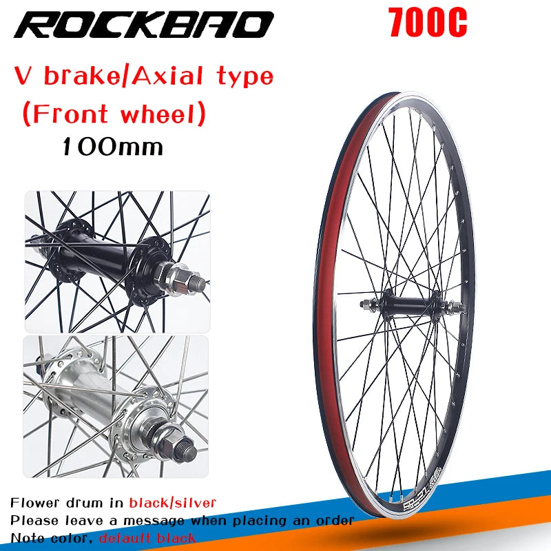700C Road Bike Wheelset Parts V Brake 32H  100X135mm Double Layer Aluminum Alloy 2Bearing Hub Bicycle Wheel ROCKBAO