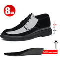 FUQIAO New Men 6/8cm Derby Shoes Patent Leather Height Increase Men Dress Shoes Formal Elevator Business Lift Shoes Bright Upper