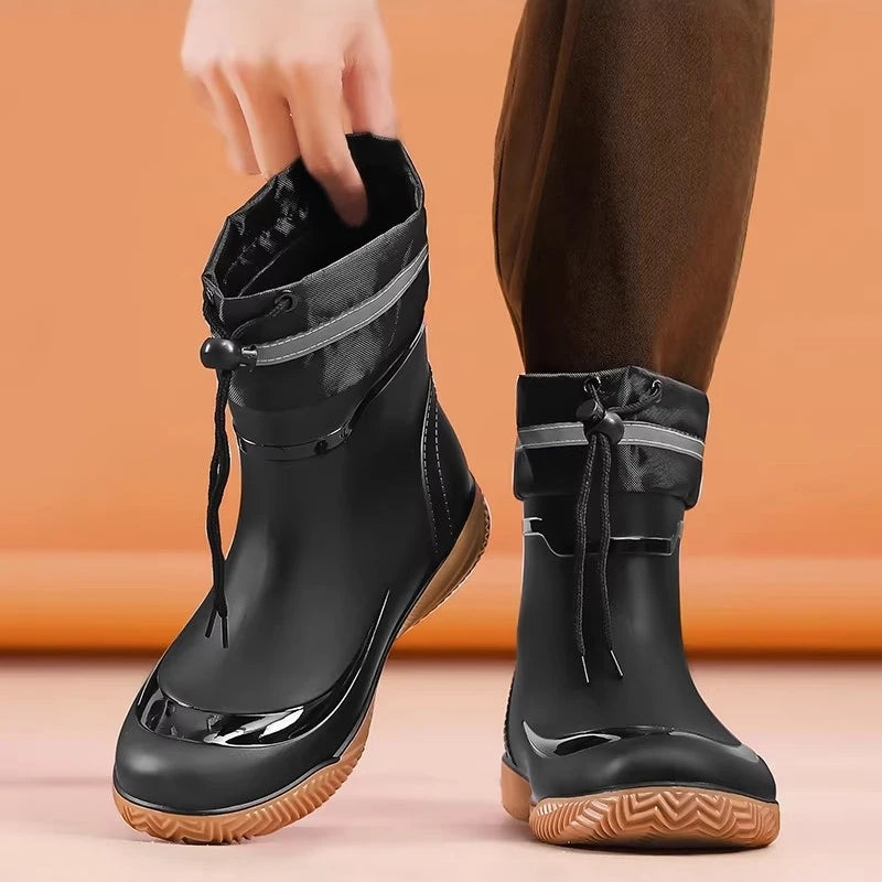 Men's Rain Boots 2026 New Summer Kitchen Work Delivery Rider Slip-Resistant Waterproof Fishing Large Size Water Shoes