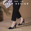 Soft PU Non-slip Single Shoe Work Shoes Women's Pumps Black Professional Interview High Heels Mid Heeled Work Leather Shoes