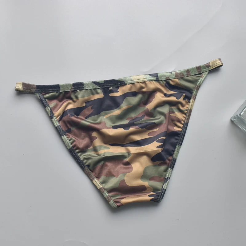 Men Underwear Sexy Men Camouflage Briefs Cuecas Calzoncillos Hombre Slip Mens Silky Bikini Briefs Underpants U Pouch Lingerie
