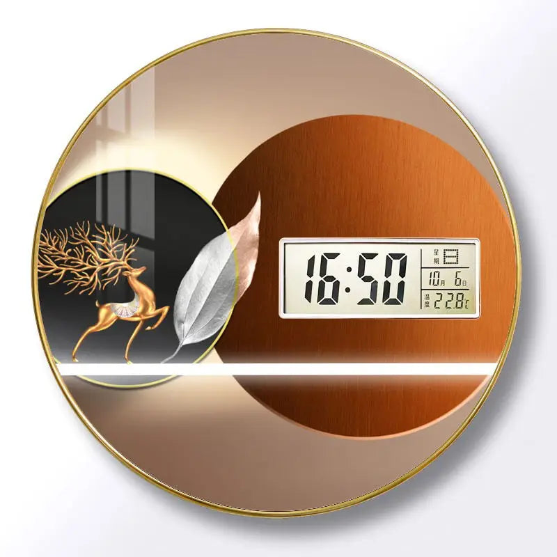 Modern wall clock for living room, home use, creative, silent, drill-free wall-mounted decorative painting electronic clock