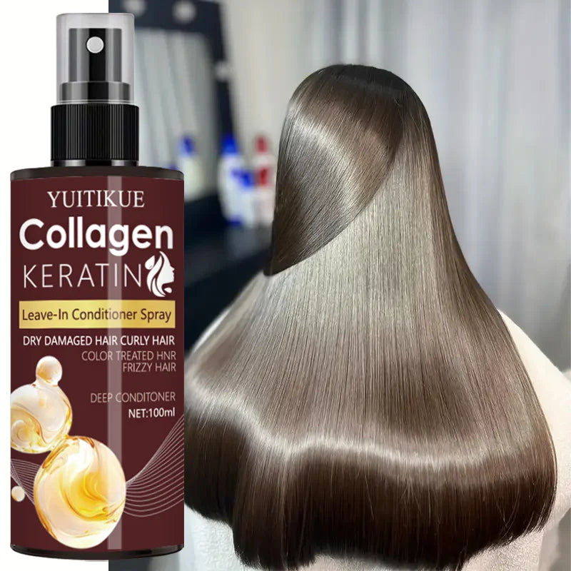 YUITIKUE Collagen & Keratin Leave-In Conditioner | Hydrating & Detangling Spray, For All Hair Types 100ml