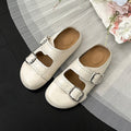 Summer Women Double Buckle Strap Perforated Round Toe Mules Clogs Slip On Non Slip Casual Daily Slippers Slides Shoes for Ladies