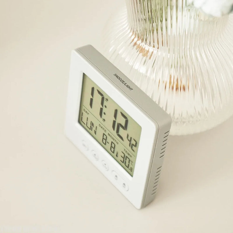 Digital Radio Alarm Clock Featuring Thermometer, 5-Minute Function, 2 Alarm Time Settings, Accurate Time, Small and Exquisite