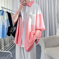 Told Tale Summer New Lapel Gradient Loose Men Shirt Short | SAMAG