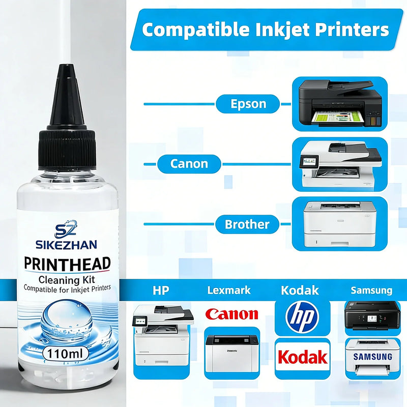 110ml Printhead Cleaning Kit SIKEZHAN Liquid Cleaner Solution Set for All Inkjet Printers Unclog Clogged Nozzle Tools