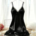Women's Satin Cami Nightdress V Neck Lace Trim Sleepwear | SAMAG