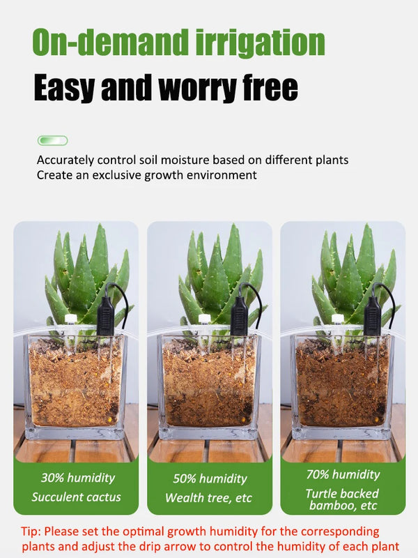 Garden Soil Moisture Sensor Automatic Watering System Adjustable Drip Irrigation Kit Watering Device for Indoor Potted Plants