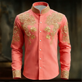 New Men's Floral Long Sleeved Shirt with Gold 3D Clover | SAMAG