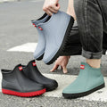 Men's Rain Boots Waterproof Rubber Shoes Outdoor Hiking Fishing Shoes PVC Kitchen Work Water Shoes Slip on Non-slip Ankle Boots