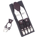 Men's Casual Fashion Leather Suspenders Adjustable High Quality Belt Strap Braces with 6 Clips