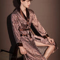 Pajama Men's Robe Kimono Gown Bathrobe with Pockets Print Sleepwear Home Clothing Spring Autumn Satin Nightwear Loose Loungewear