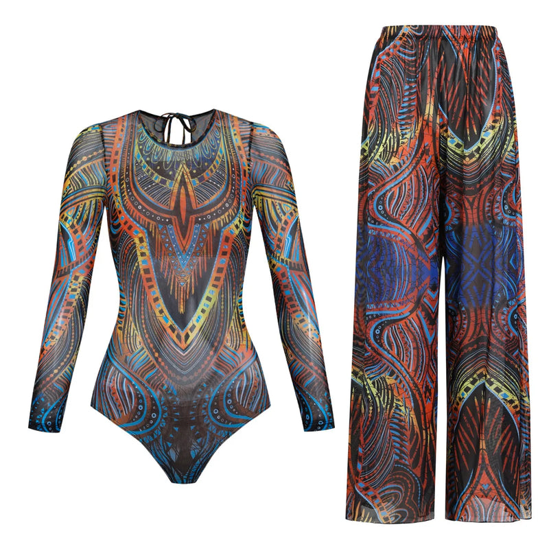 Women's Long Sleeve Swimwear Sunscreen One Piece Swimsuit | SAMAG