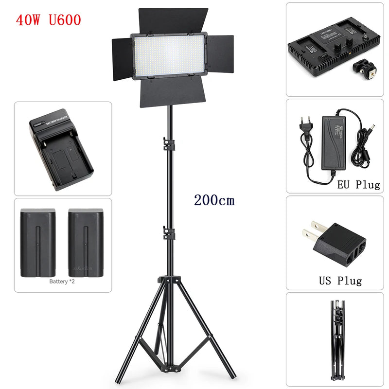 U800 U600 LED Photo Studio Video Light Recording Lighting Kit  Photography Panel Photographi Lamp For Youtube Game Live