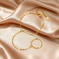 Luxury Minimalist Gold Plated Thin Chain Finger Ring Hand Bracelets for Women, Party Elegant Stainless - Visuel 3 | SAMAG