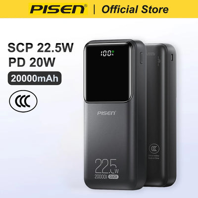 PISEN 20000mAh PD 20W Quick Power Bank SCP 22.5W Portable | SAMAG