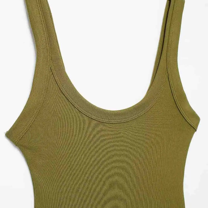 Women's Skinny Ribbed Bodysuits O Neck Straps Snap-Button Sexy Fashion Female Playsuits Comfortable Stretchy Clothing