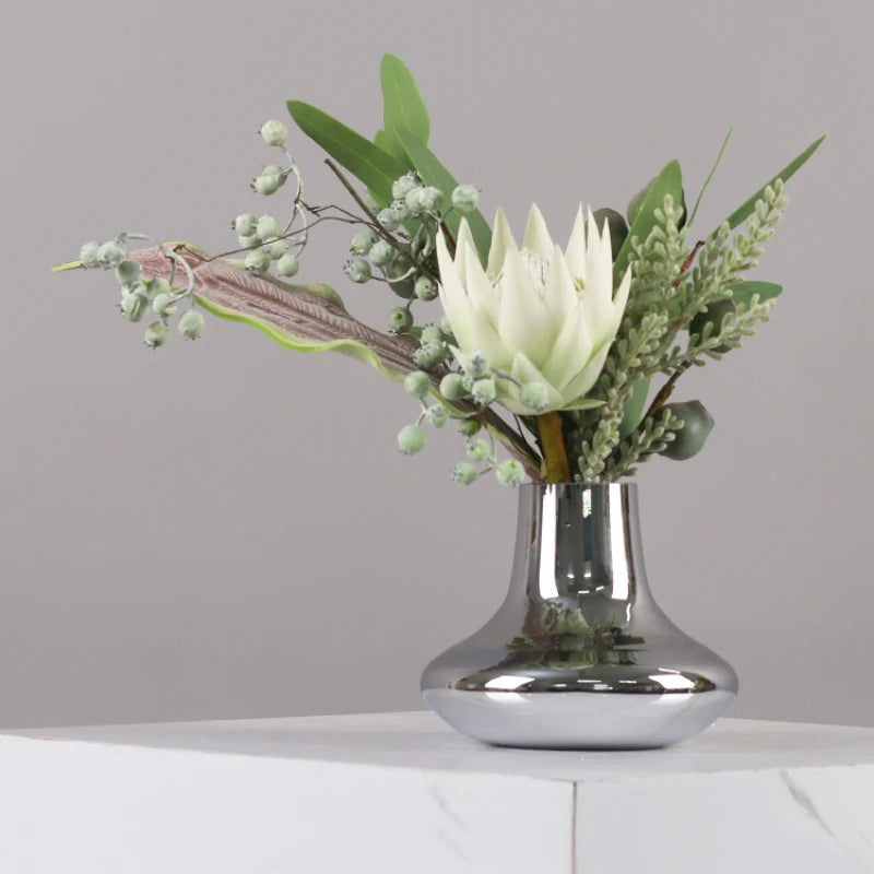 Elegant Artificial Flower Vase Set Home Office Decor Flower Arrangements Model Room Display